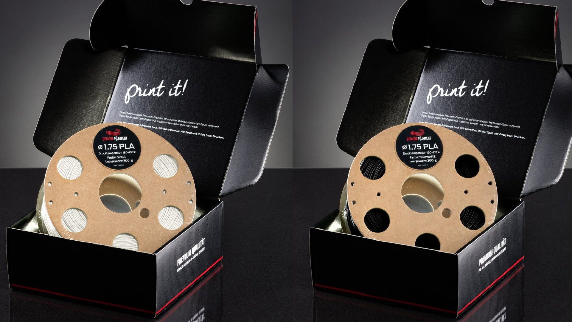 Bundle PLA Black and White (2x1kg) 1,75mm PLA FILAMENT REDLINE FILAMENT