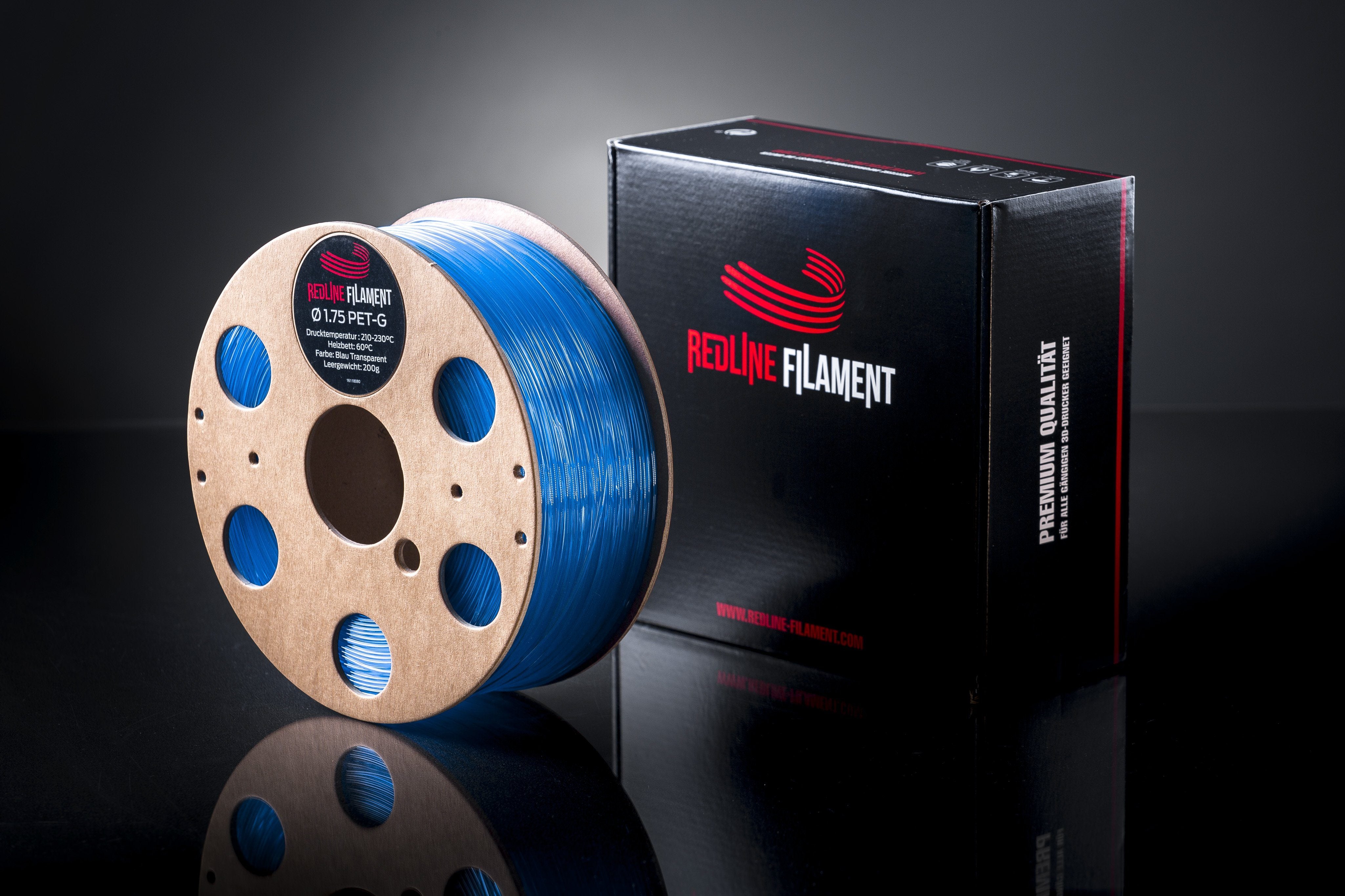 PET-G Filament Transparent Blau PET-G REDLINE FILAMENT