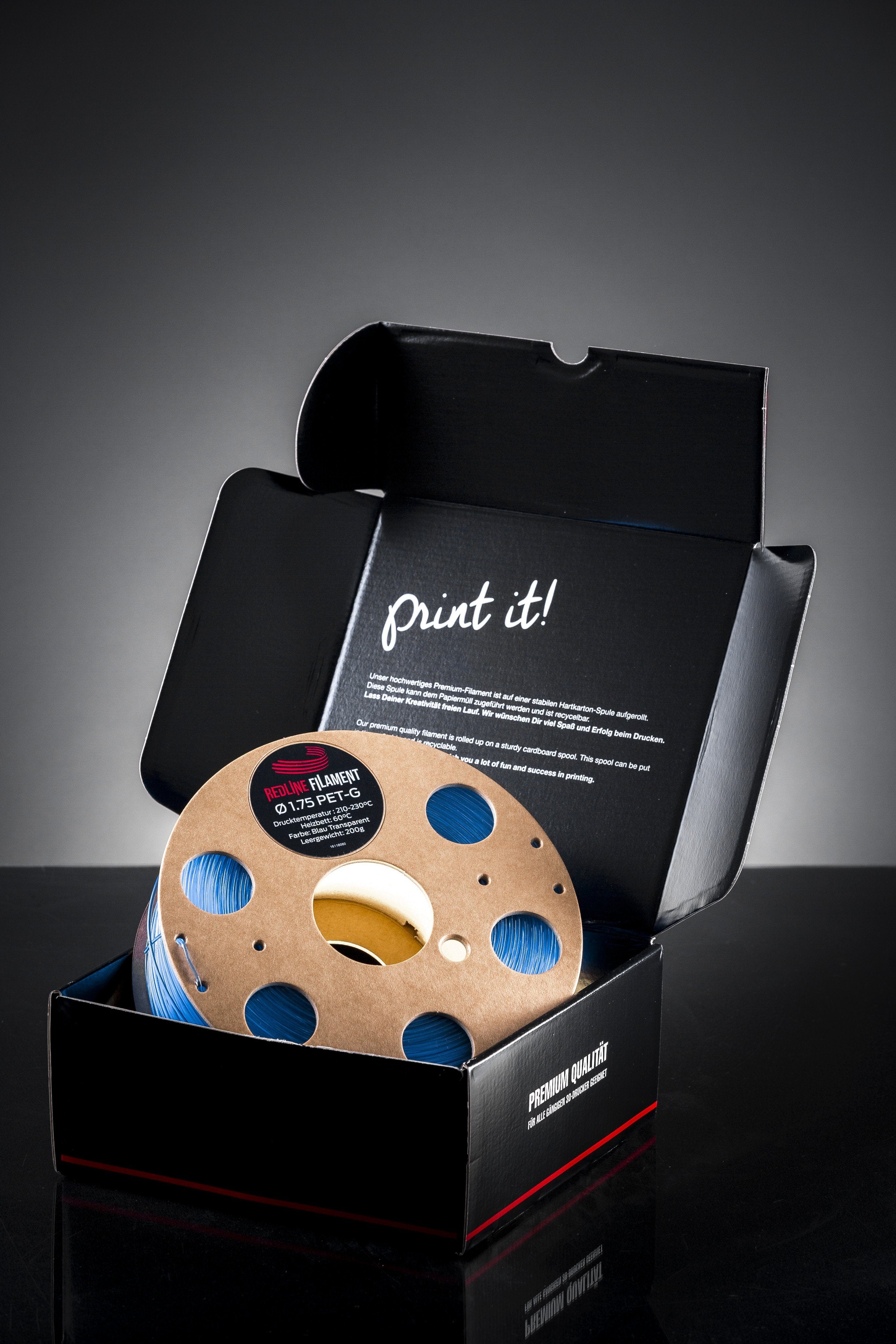 PET-G Filament Transparent Blau PET-G REDLINE FILAMENT