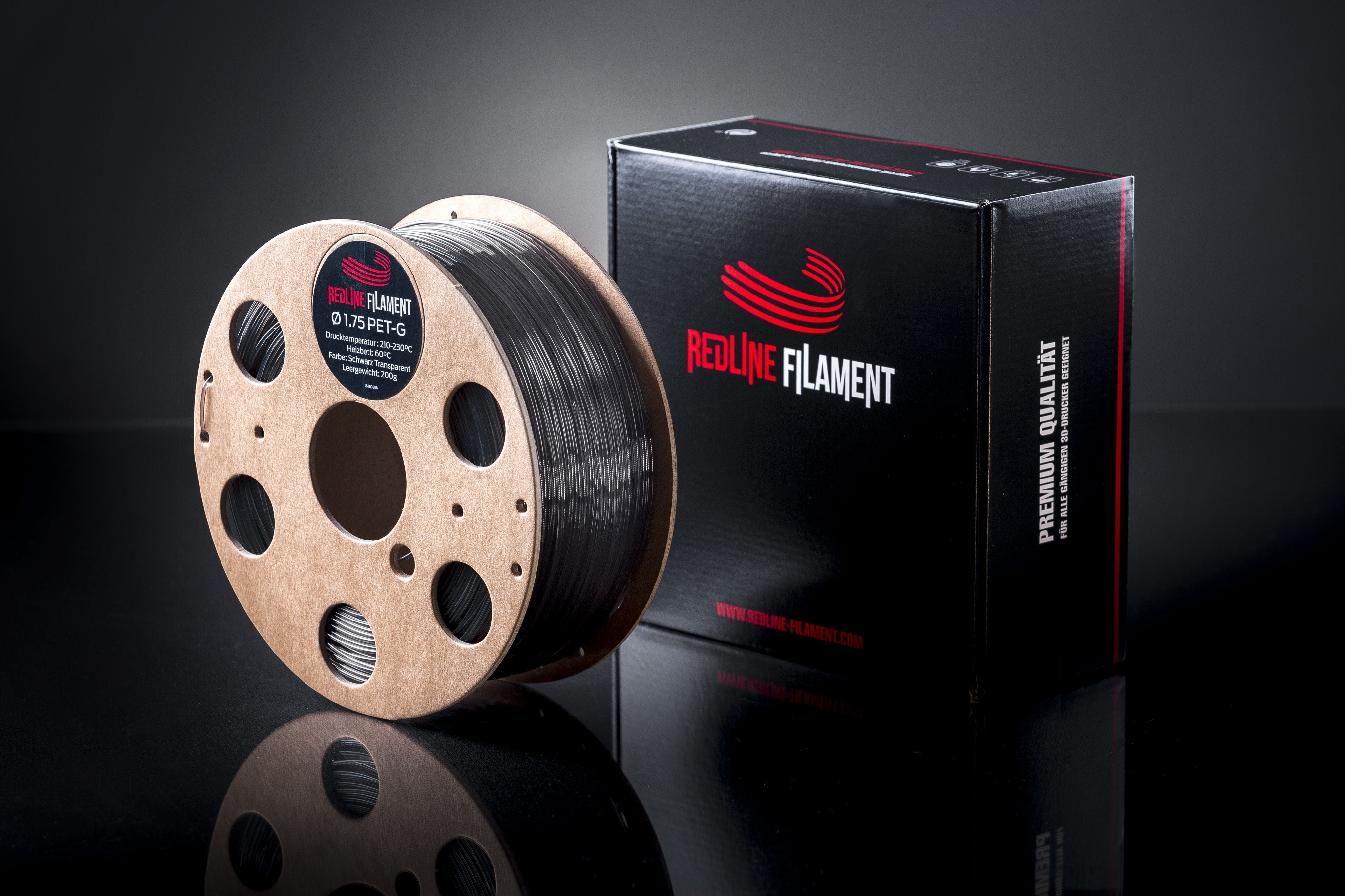 PET-G Filament Transparent Schwarz PET-G REDLINE FILAMENT