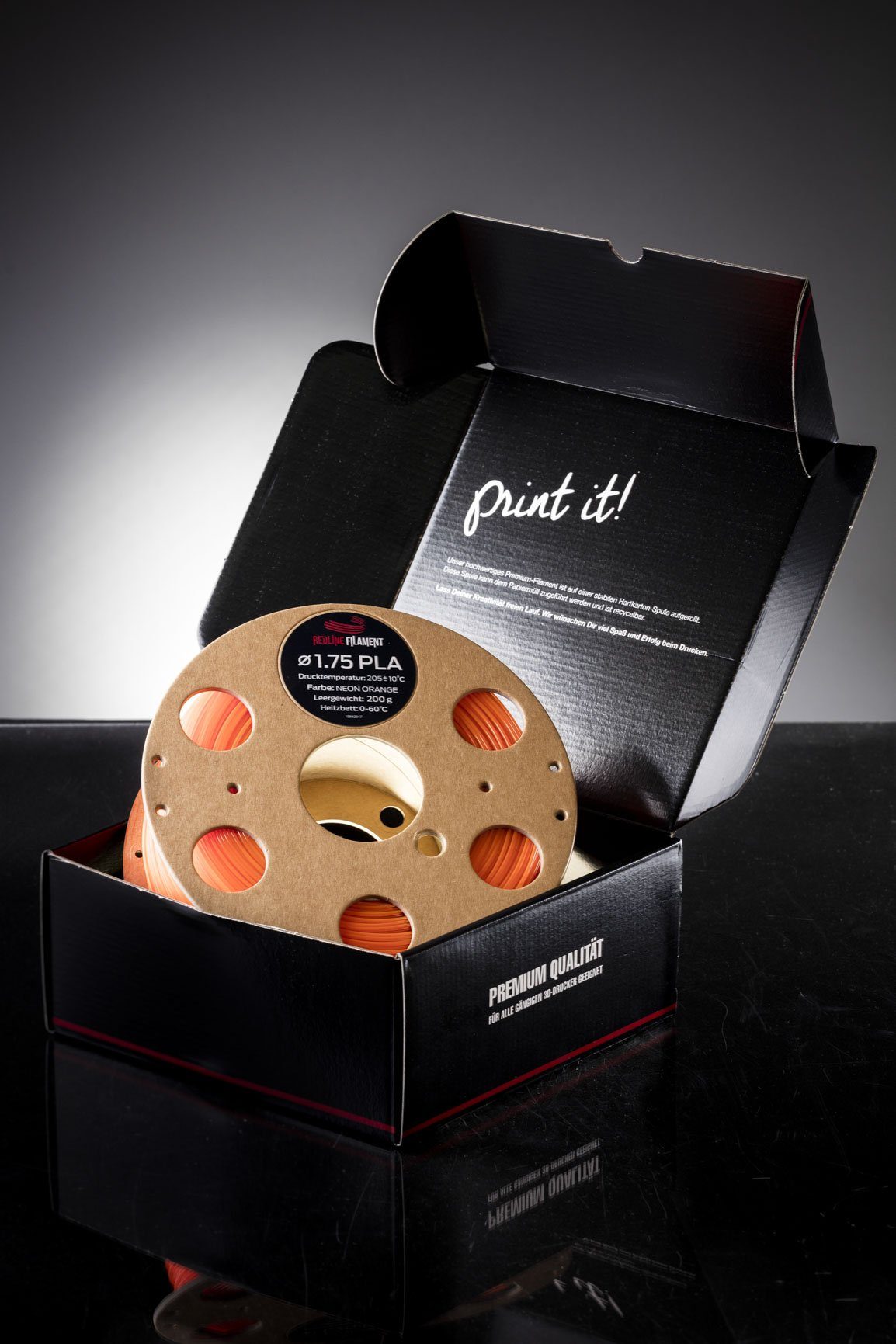 PLA Filament NEON Orange (Transparent) PLA NEON REDLINE FILAMENT