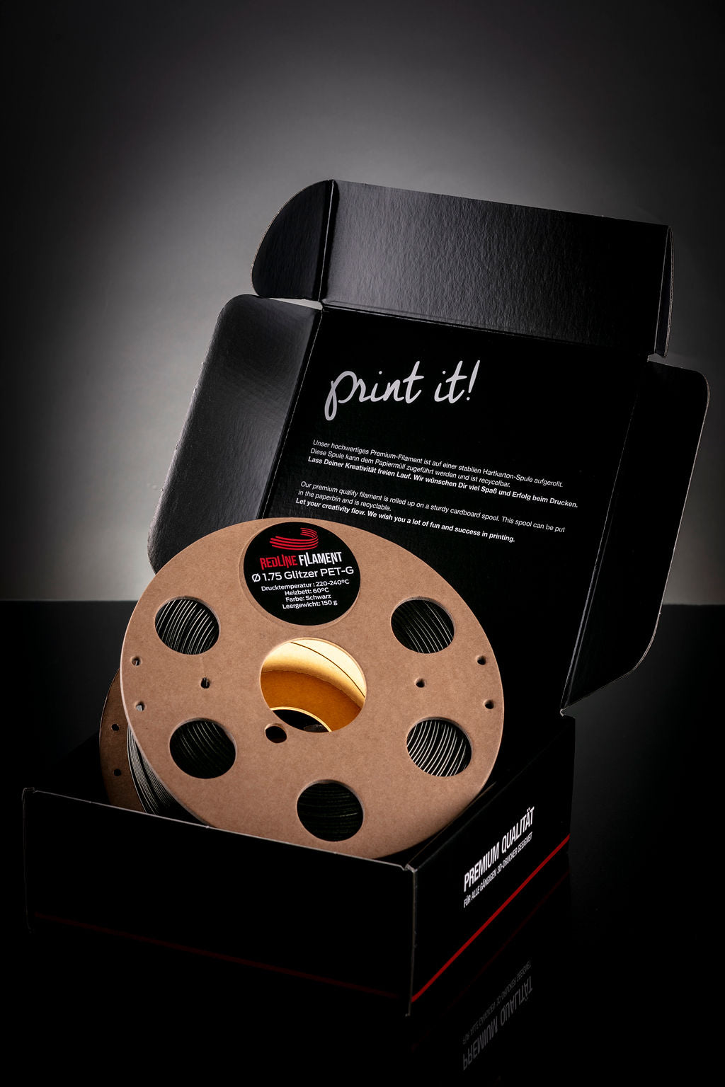 PET-G Glitzer Schwarz (Goldglitzer)