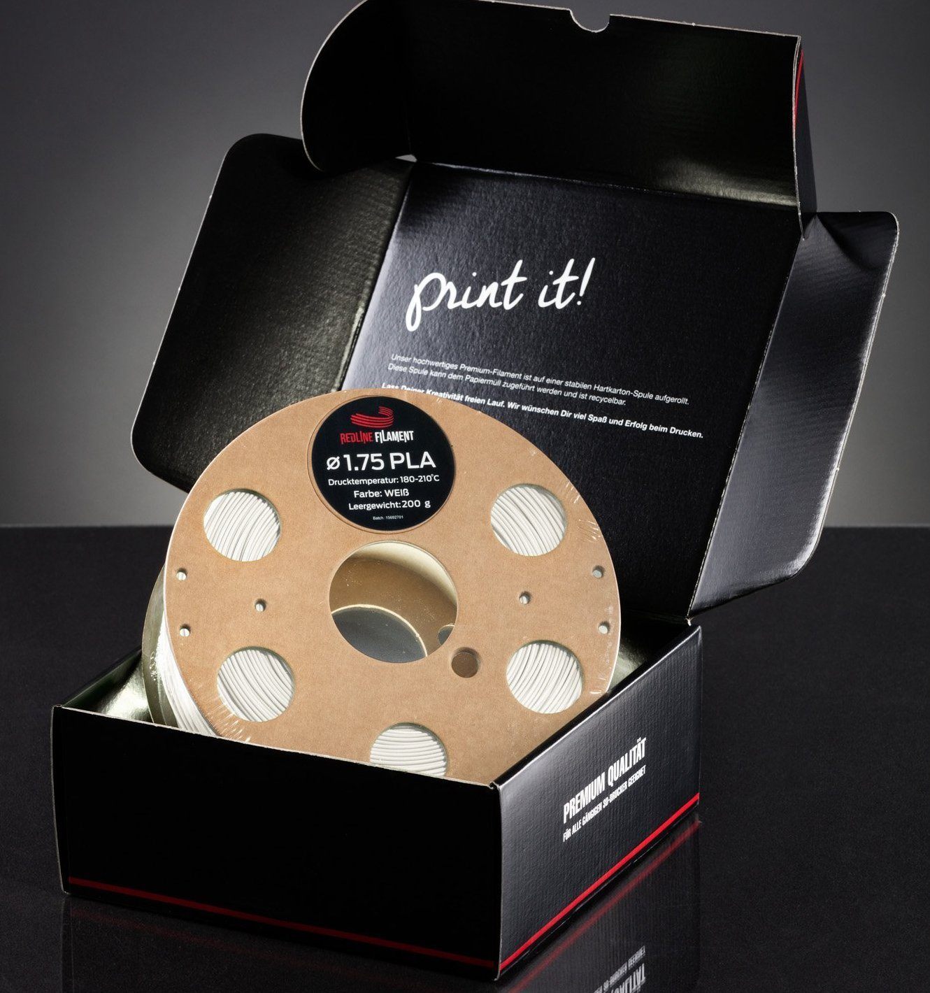 Doppel Pack Weiß (2x1kg) 1,75mm PLA FILAMENT REDLINE FILAMENT 