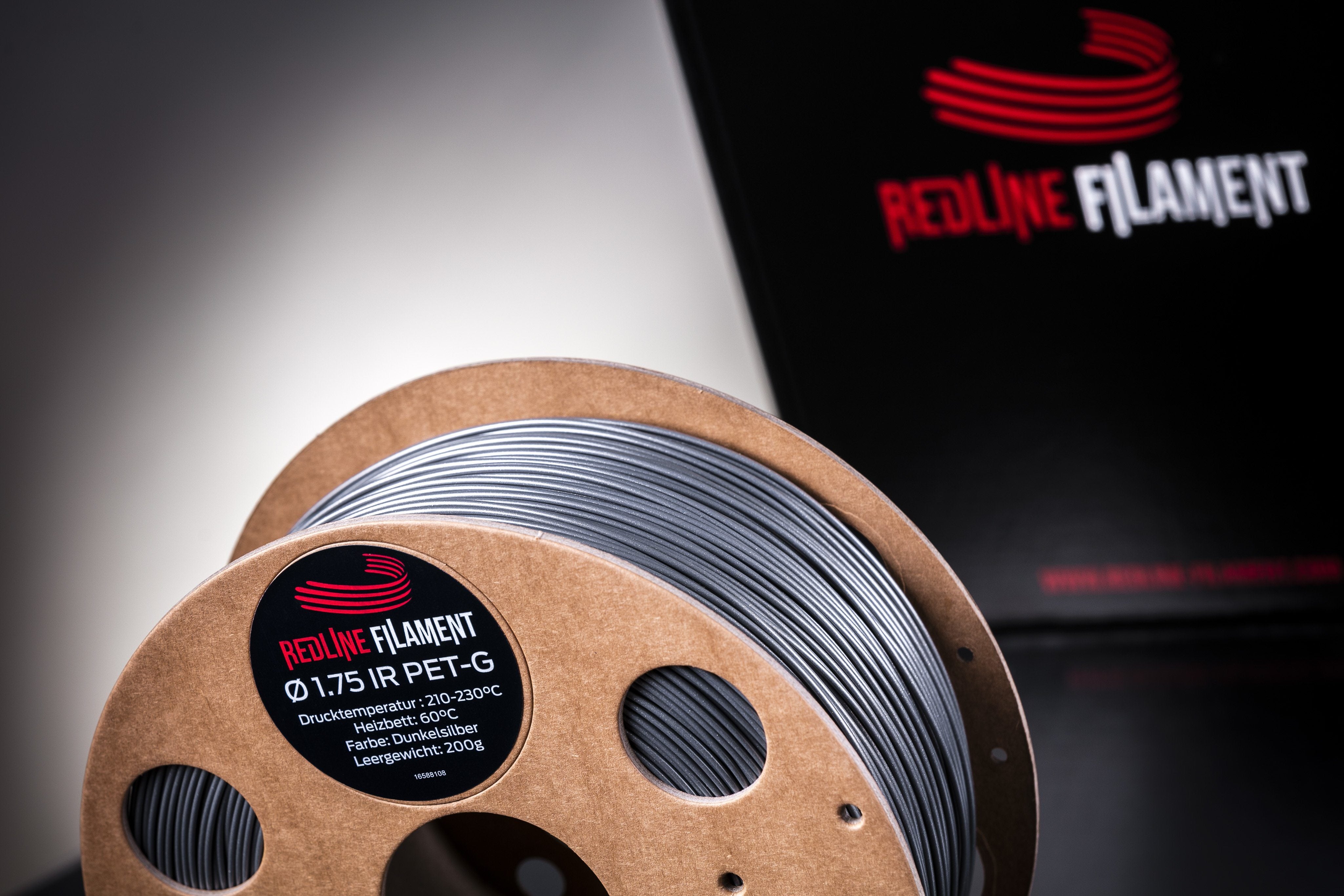 IR-PET-G Dunkelsilber IR-PET-G REDLINE FILAMENT 1.75mm 1kg 